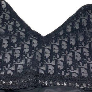 Sexy DIOR Trotter Logo Black Slip Dress Lingerie